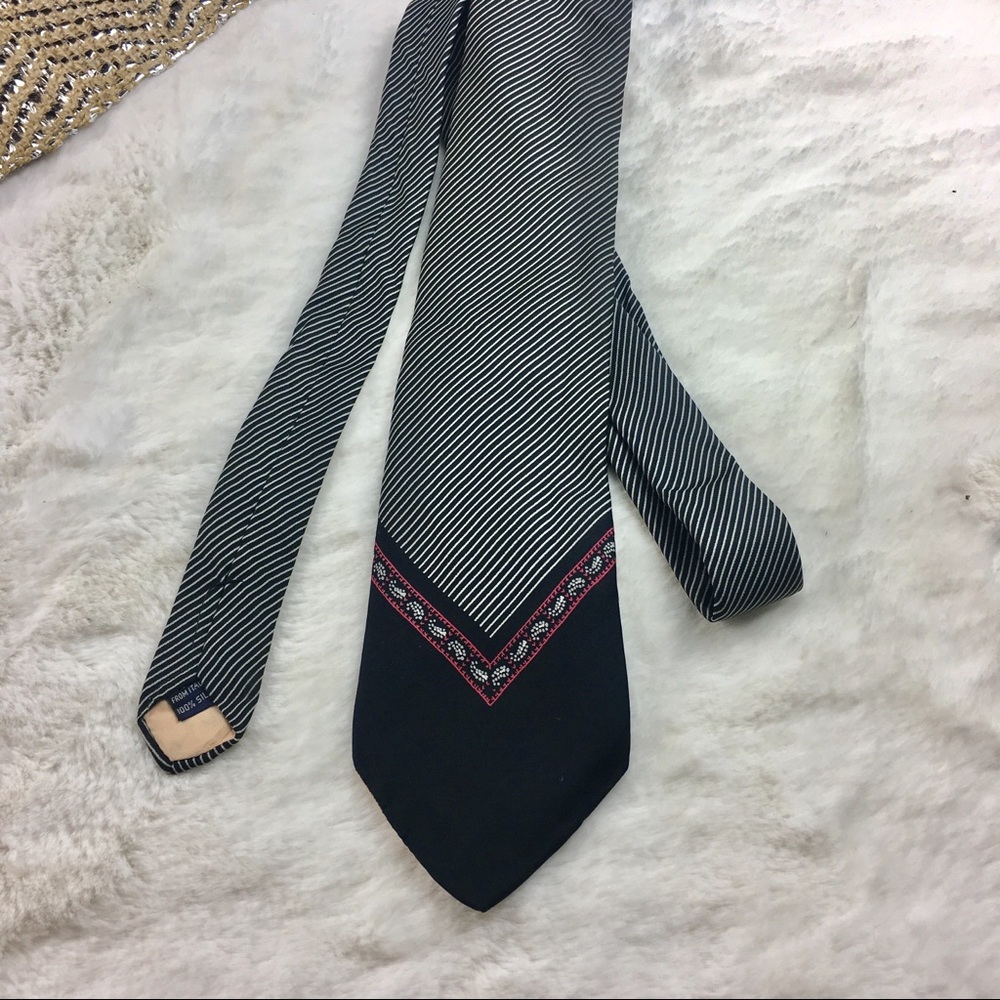 DAVID LAWRENCE Black stripe Silk tie vintage rockabilly
